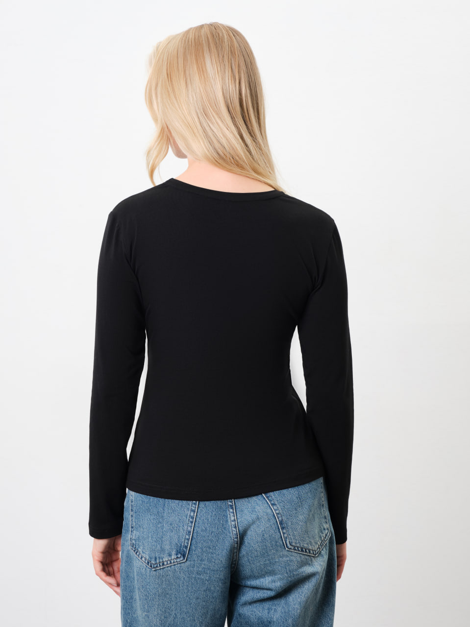Лонгслив Женский (XL, Черный)