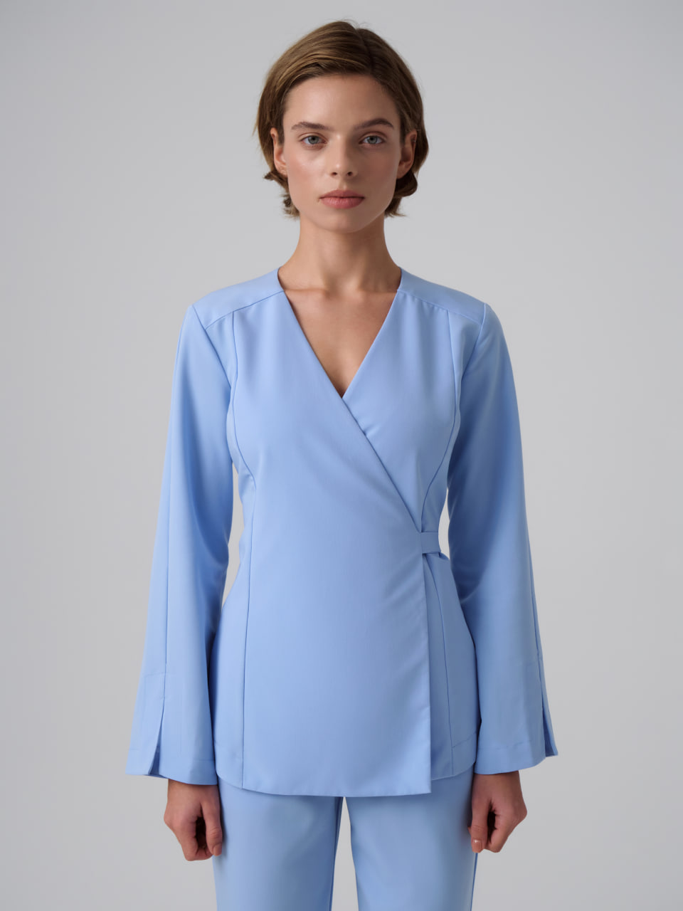 Топ Кимоно с длинным рукавом (XL, Классический голубой)