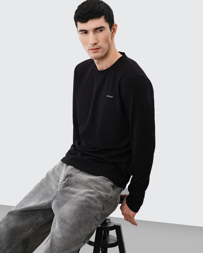 Лонгслив Мужской (S, Черный)