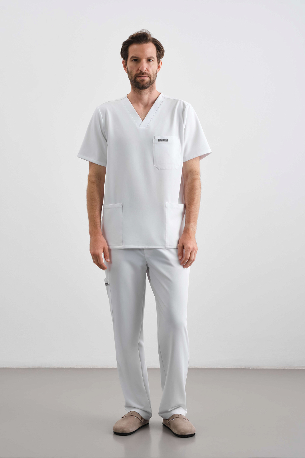 Брюки свободные мужские (3XL, Белый)