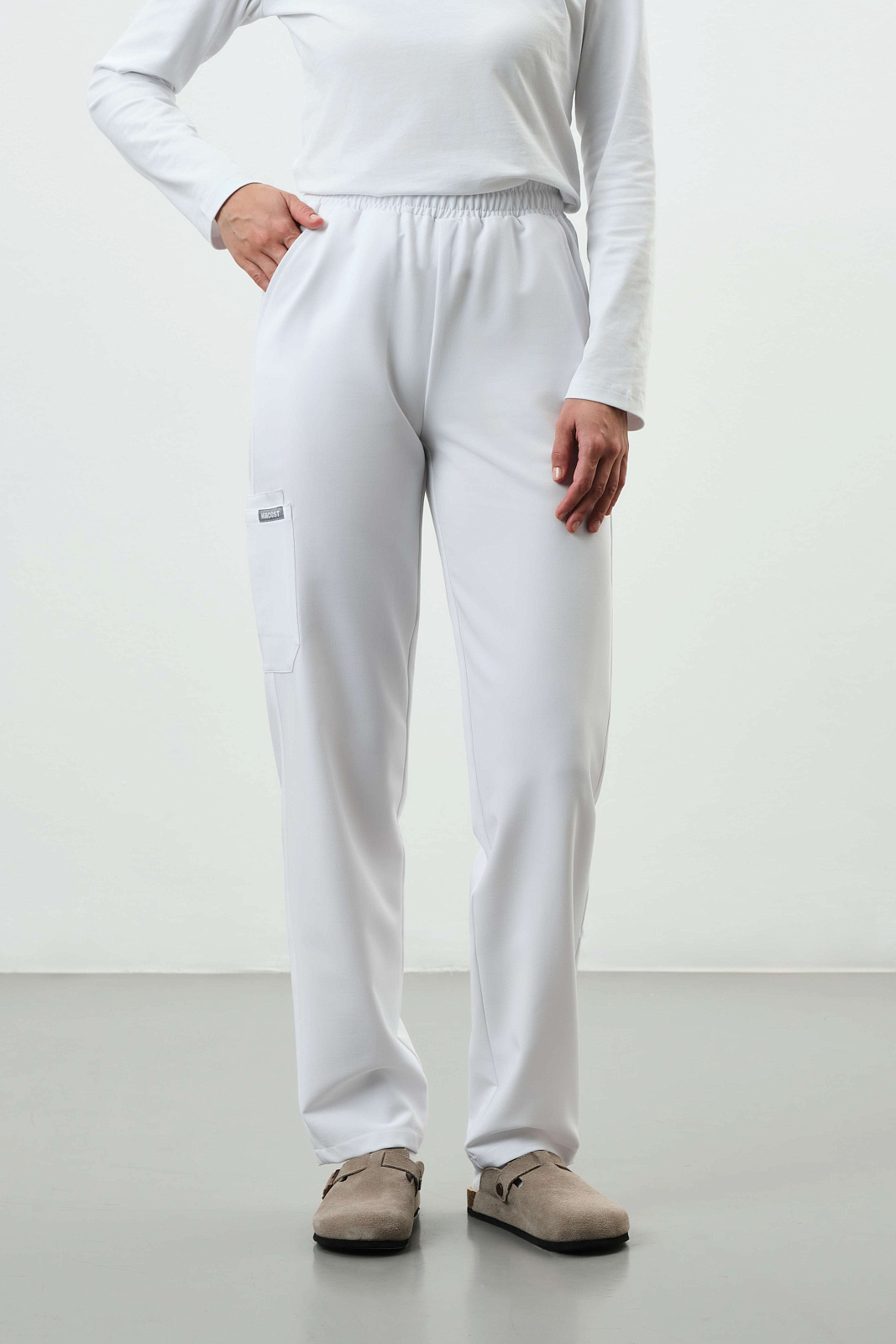 Брюки прямые (XL, Белый)