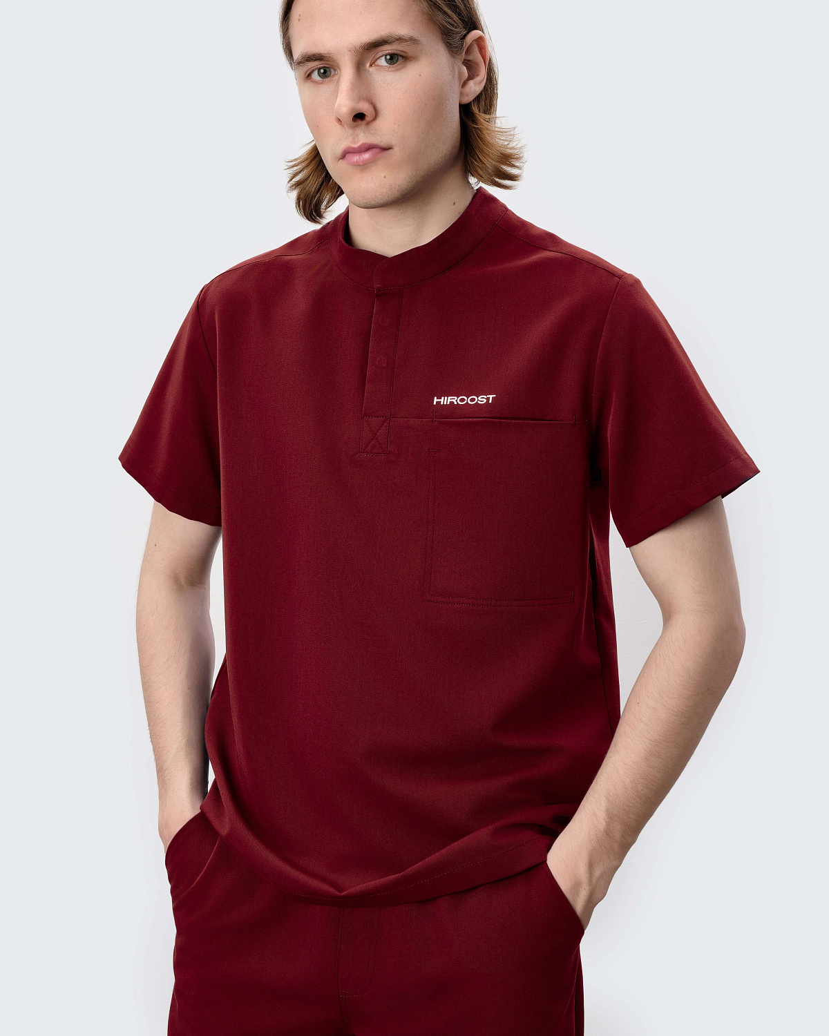 Топ с воротником стойкой мужской (2XL, Бордовый)