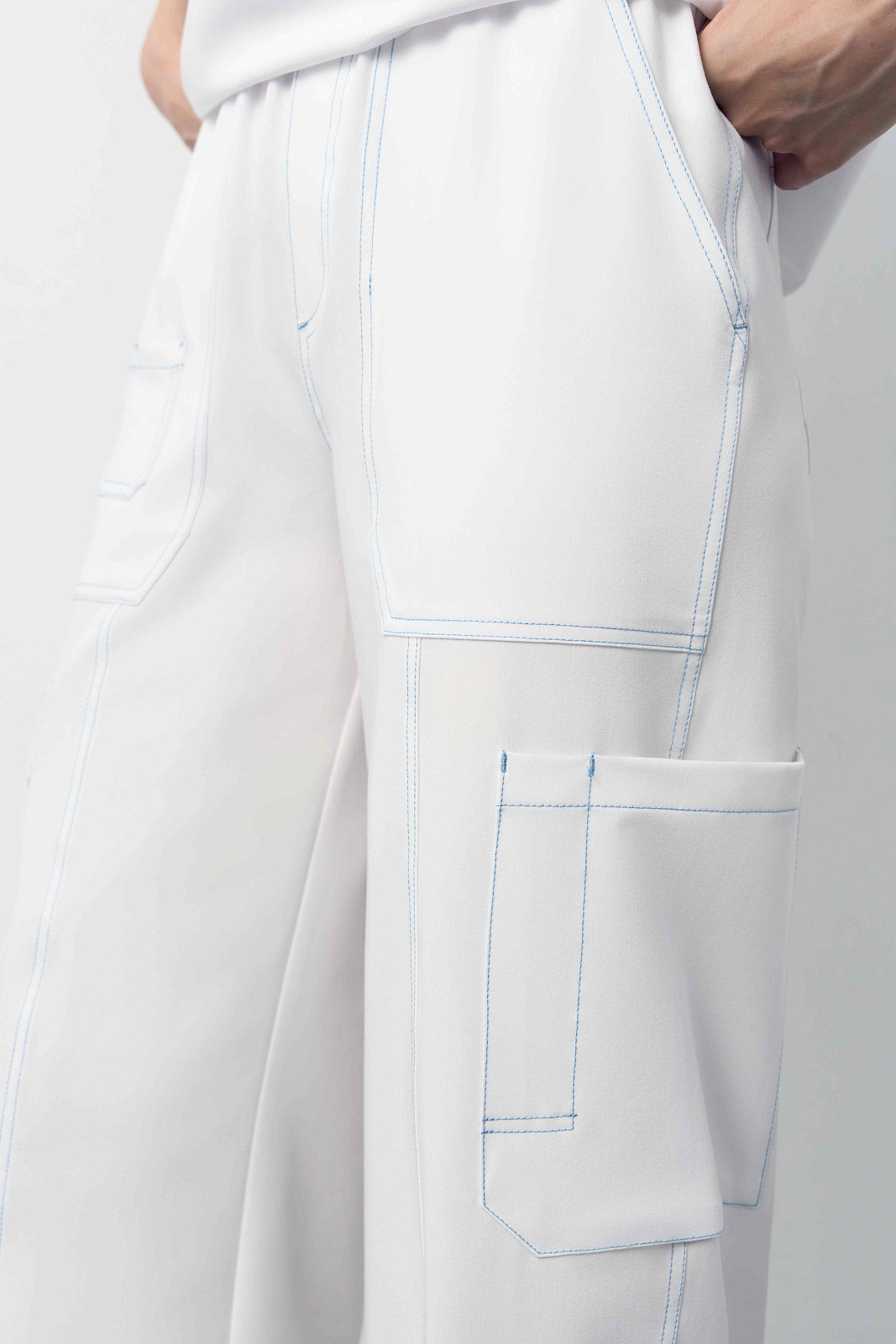 Брюки Сутура с контрастным швом (2XL, Белый)
