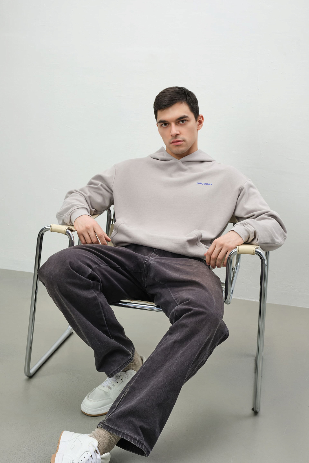 Худи с карманом Hircost 2.0 (XL, Светло-серый)
