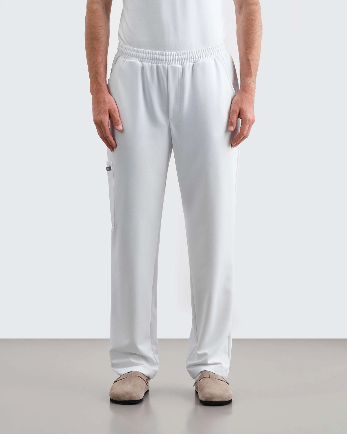 Брюки свободные мужские (3XL, Белый)