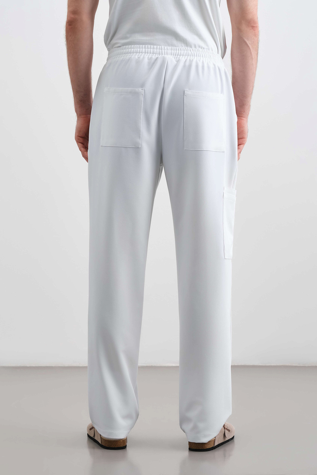 Брюки свободные мужские (3XL, Белый)